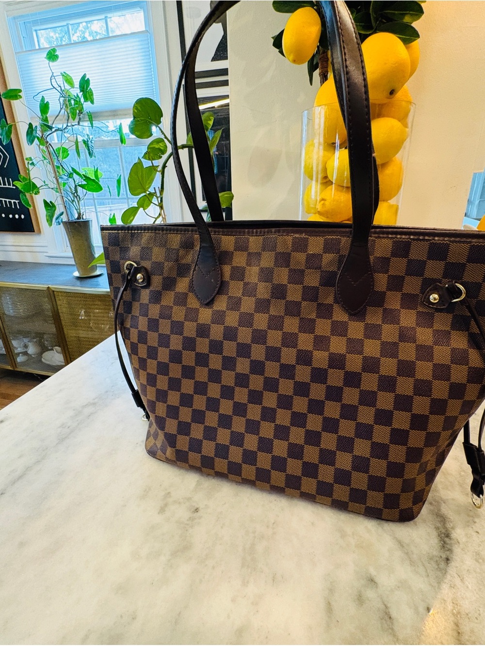 Fashion Brown Checkered Tote Bag - Classic Pattern - Picture 6 of 8